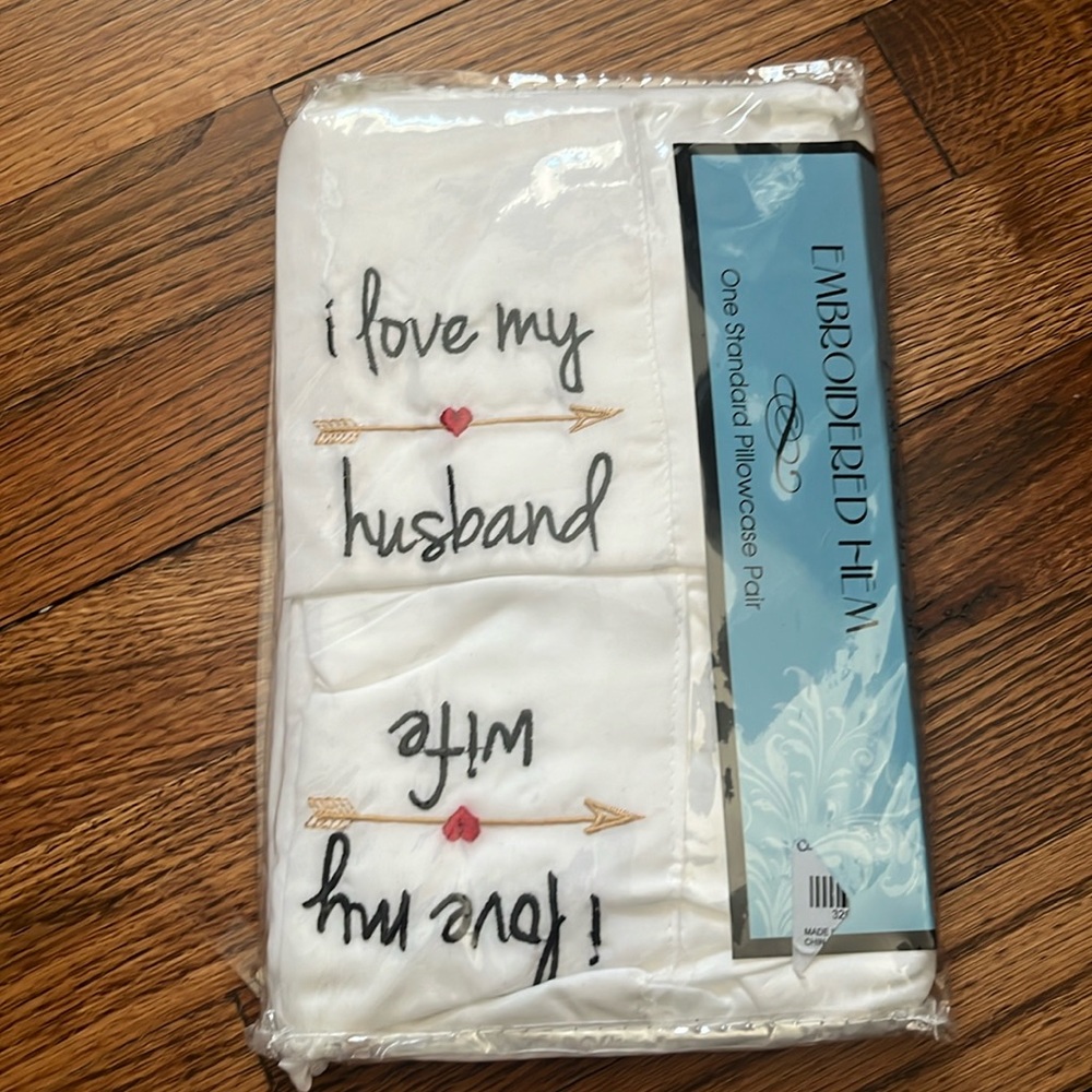 Pair of Standard Pillow cases I love my Wife / I love my Husband Brand New